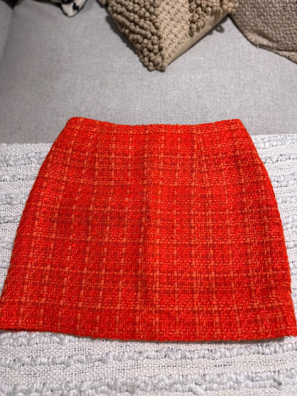 Zara Vibrant Orange Textured Pencil Skirt